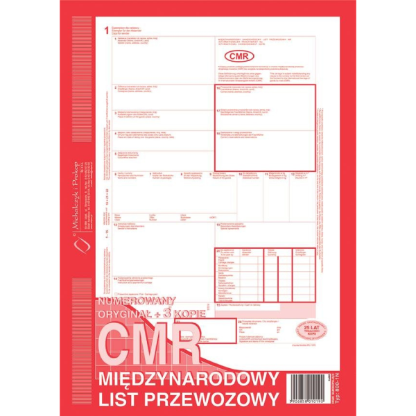 CMR międzynarodowy list przewozowy (numerowany) 800-1N 800-1N 246921 - 1