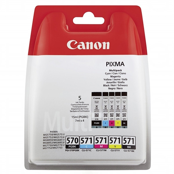 Canon Pakiet Canon PGI-570 / CLI-571 PGBK/BK/C/M/Y, oryginalny 0372C004 0372C006 017264 - 1