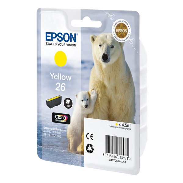 Epson 26 (T2614) tusz żółty, oryginalny C13T26144010 C13T26144012 026504 - 1