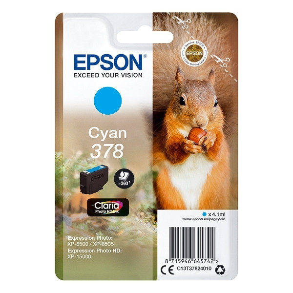 Epson 378 tusz niebieski, oryginalny C13T37824010 027100 - 1