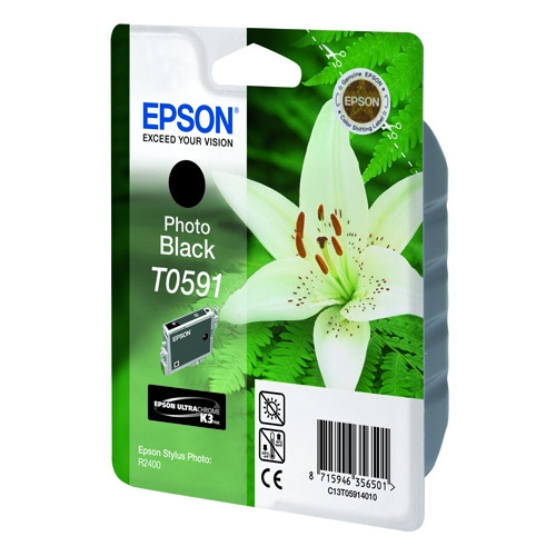 Epson T0591 tusz foto czarny, oryginalny C13T05914010 022950 - 1