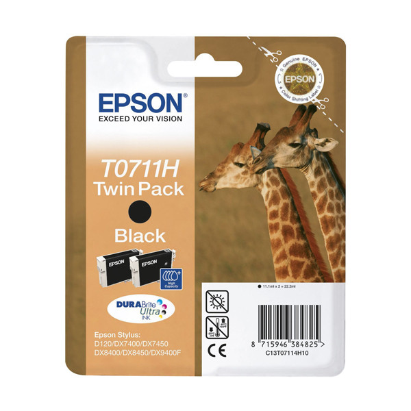 Epson T0711H tusz czarny DoublePack, oryginalny C13T07114H10 023105 - 1