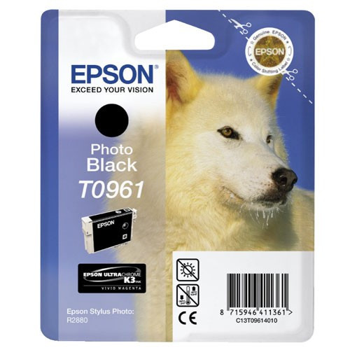 Epson T0961 tusz czarny, oryginalny C13T09614010 C13T09614020 023326 - 1