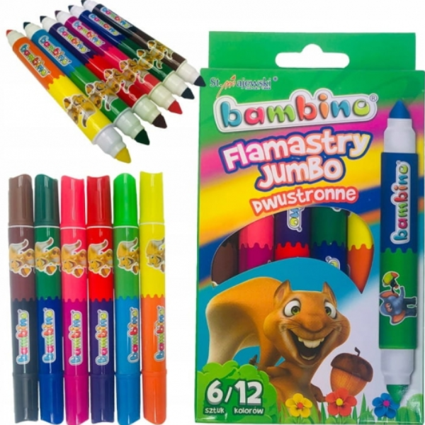 Flamastry dwustronne Jumbo Bambino 6 szt. / 12kol. 366119 246577 - 1