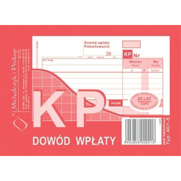 KP dowód wpłaty 401-5 401-5 246901 - 1