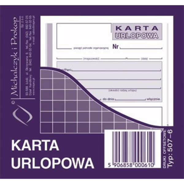 Karta urlopowa 507-6 507-6 246917 - 1