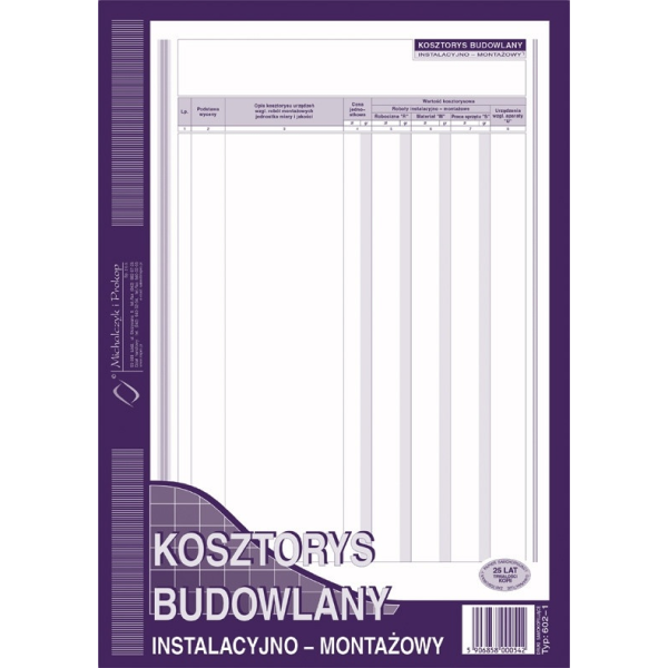 Kosztorys budowlany instalacyjno-montażowy 602-1 602-1 246925 - 1