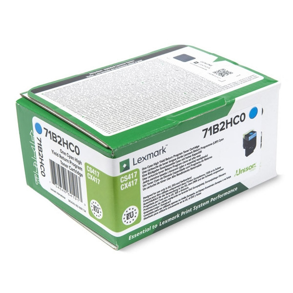 Lexmark 71B2HC0 toner niebieski, zwiększona pojemność, oryginalny 71B2HC0 037750 - 1