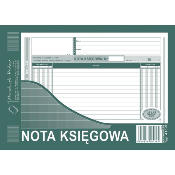 Nota księgowa 416-3 416-3 246909 - 1