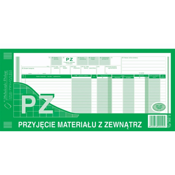 PZ przyjęcie materiału z zewnątrz 362-2 362-2 246898 - 1