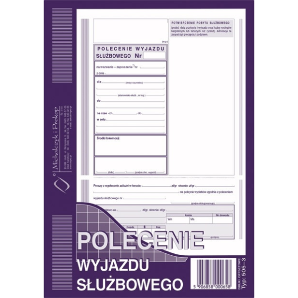 Polecenie wyjazdu służbowego 505-3 505-3 246915 - 1