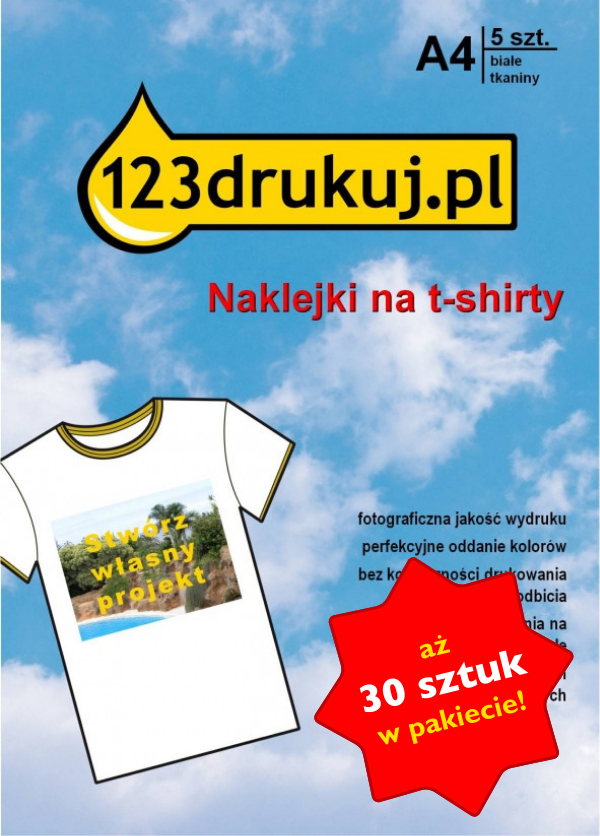 Promocja: papier transferowy na T-shirty (30 kartek) 123drukuj C6050AC 060810 - 1