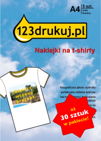 Promocja: papier transferowy na T-shirty (30 kartek) 123drukuj C6050AC 060810