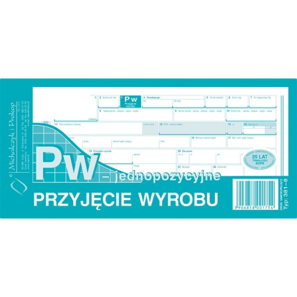 Pw przyjęcie wyrobu jednopozycyjne 381-8 381-8 246897 - 1