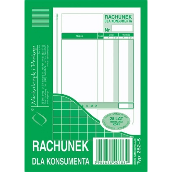 Rachunek dla konsumentów 262-5 262-5 246887 - 1