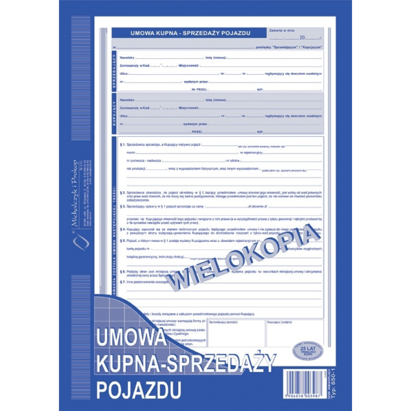 Umowa kupna - sprzedaży pojazdu 650-1 650-1 246929 - 1