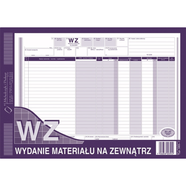 WZ wydanie materiału na zewnątrz 385-1 385-1 246891 - 1