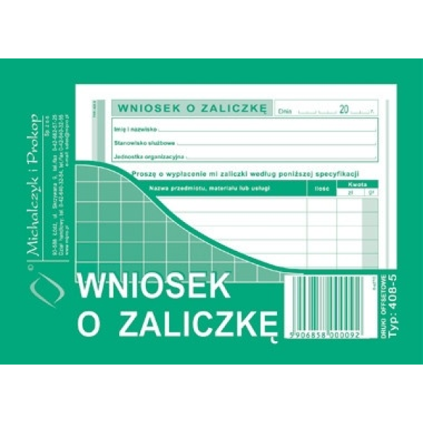 Wniosek o zaliczkę 408-5 408-5 246904 - 1