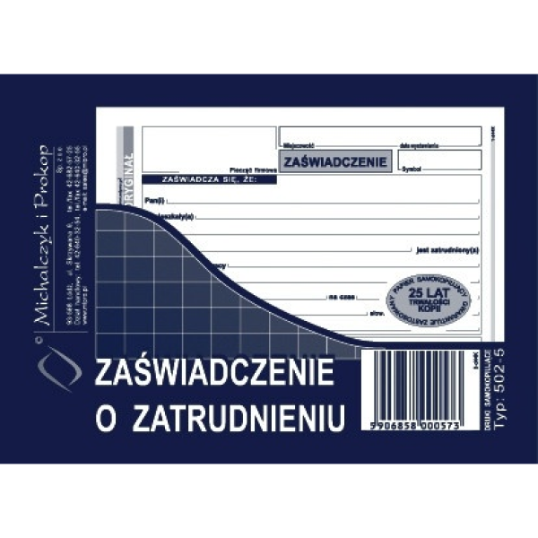 Zaświadczenie o zatrudnieniu 502-5 502-5 246914 - 1